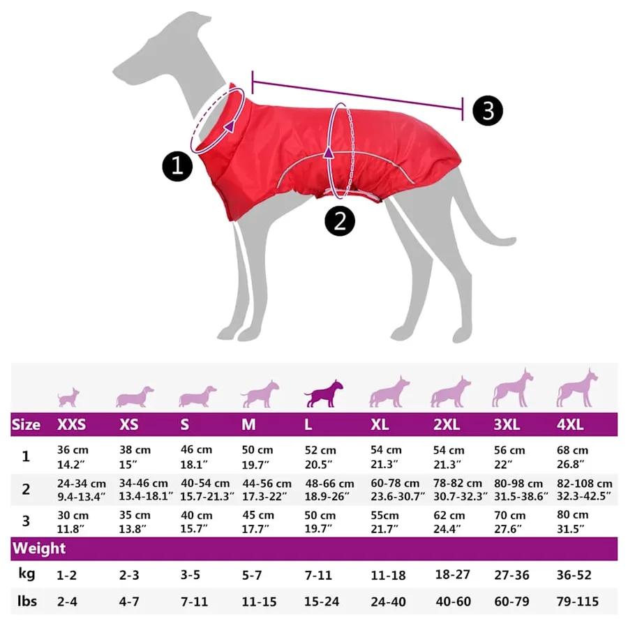Imperméable pour chien avec bandes réfléchissantes polyester rouge taille L - 13