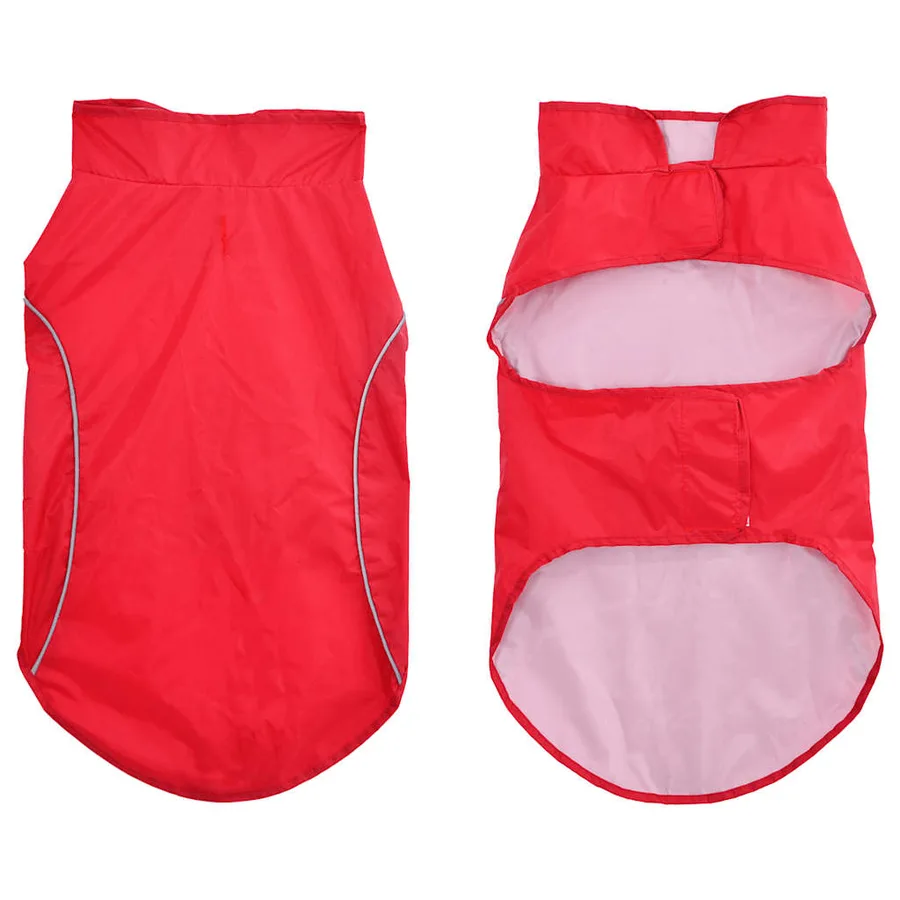 Imperméable pour chien avec bandes réfléchissantes polyester rouge taille L - 3
