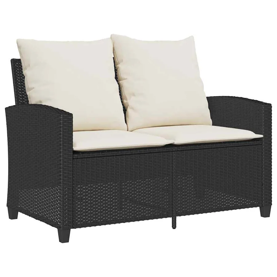 Ensemble de canapé de jardin 6 pcs avec coussins noir résine tressée - 5