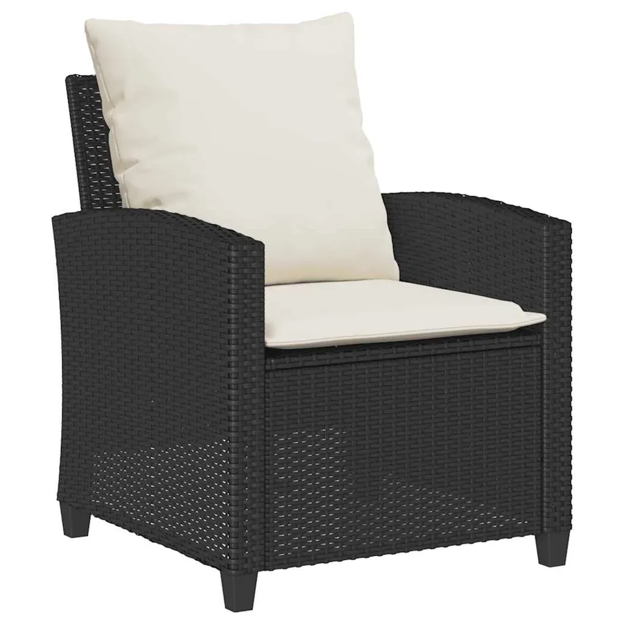 Ensemble de canapé de jardin 6 pcs avec coussins noir résine tressée - 6