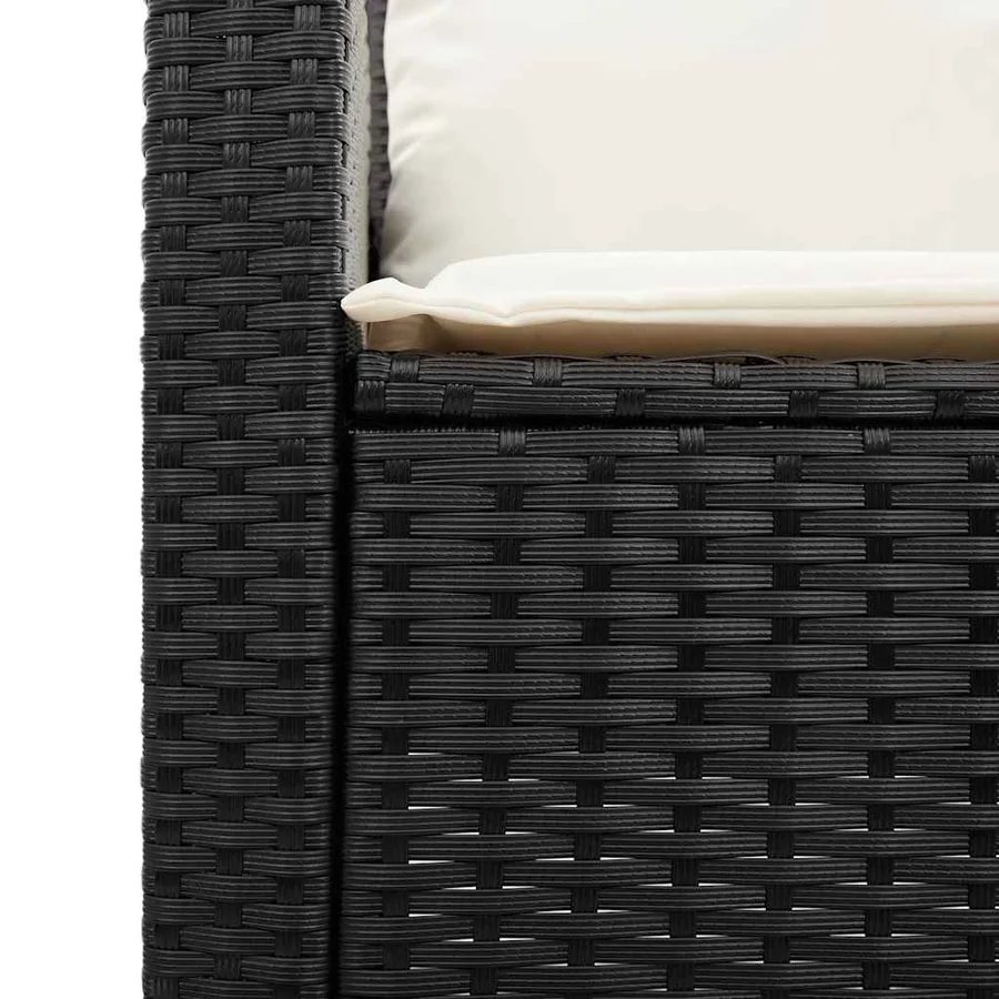Ensemble de canapé de jardin 6 pcs avec coussins noir résine tressée - 9