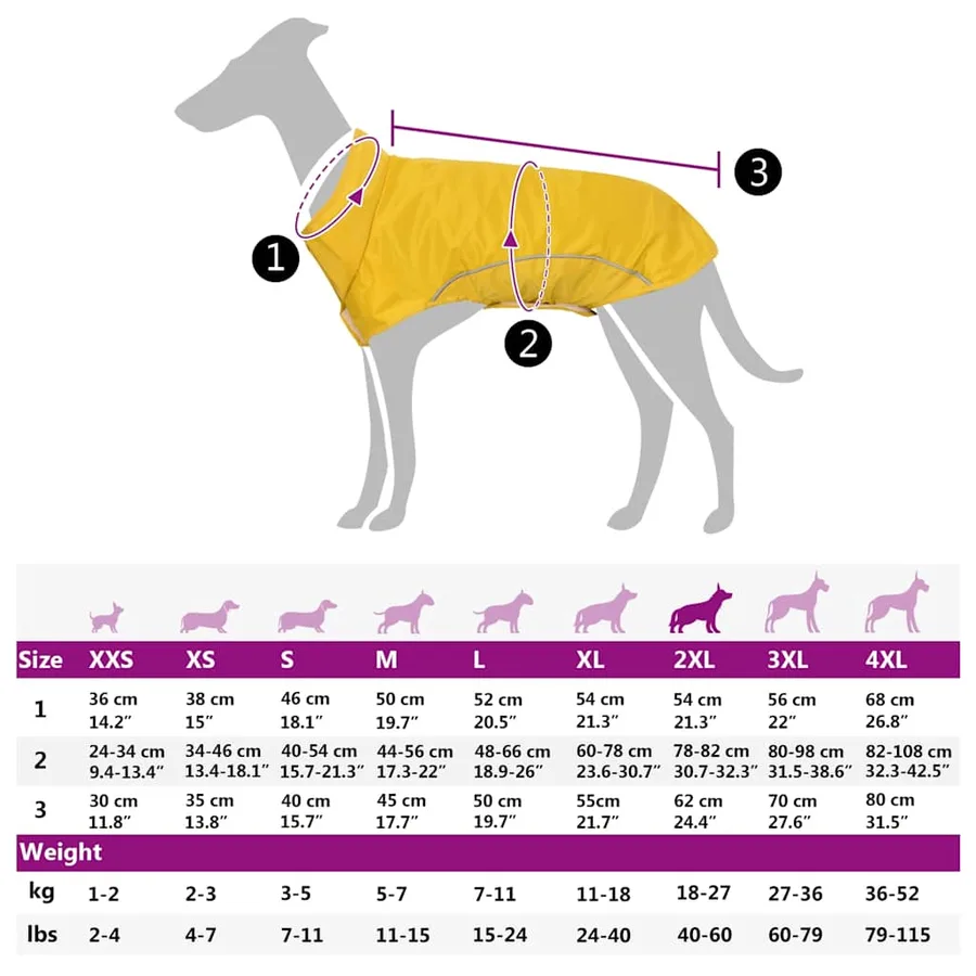 Imperméable pour chien avec bandes réfléchissantes en polyester jaune taille 2XL - 13