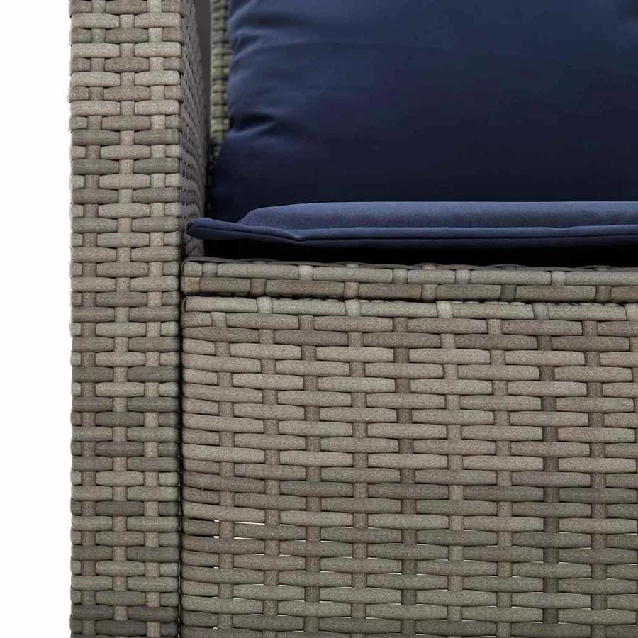 Ensemble de canapé de jardin 4 pcs avec coussins gris résine tressée - 8