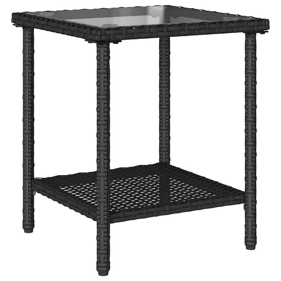 Canapé de jardin en L avec table et coussins noir résine tressée - 6