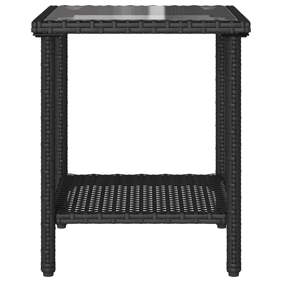 Canapé de jardin en L avec table et coussins noir résine tressée - 8