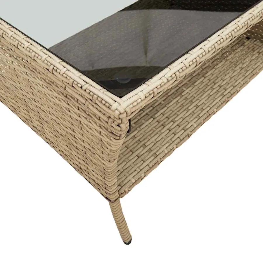 Ensemble de canapé de jardin 6 pcs avec coussins beige résine tressée - 10