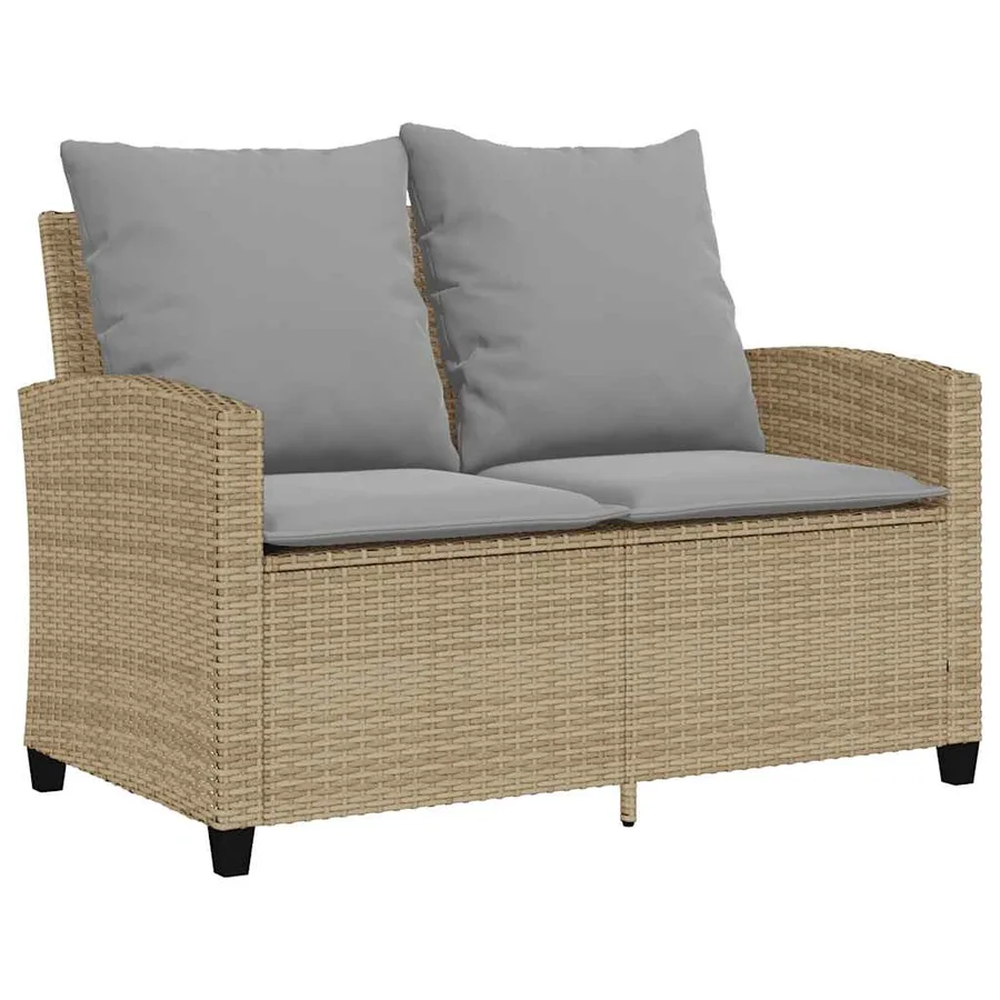Ensemble de canapé de jardin 6 pcs avec coussins beige résine tressée - 5