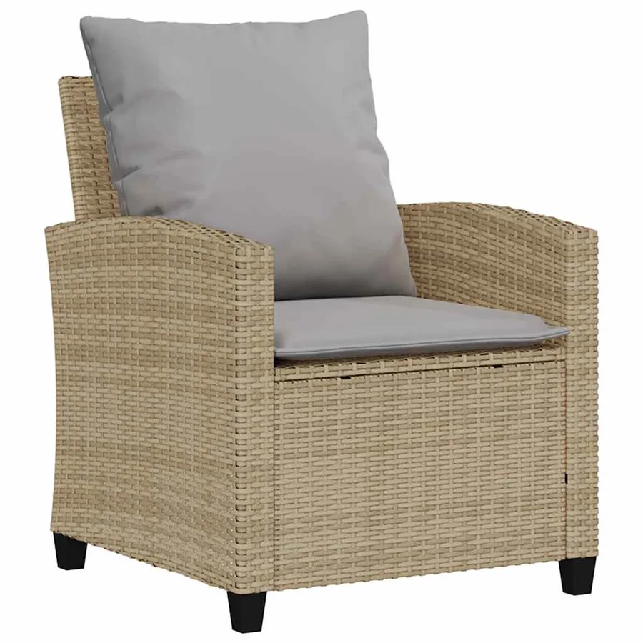 Ensemble de canapé de jardin 6 pcs avec coussins beige résine tressée - 6