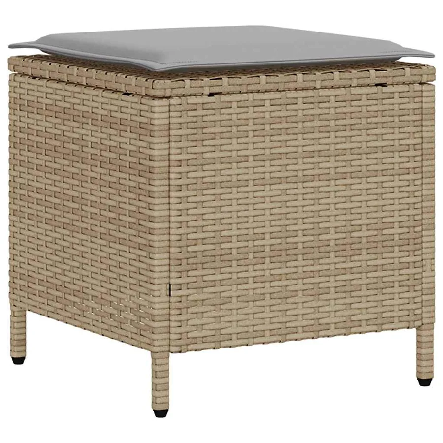 Ensemble de canapé de jardin 6 pcs avec coussins beige résine tressée - 8