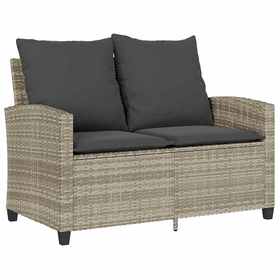 Ensemble de canapé de jardin 6 pcs avec coussins gris résine tressée clair - 5