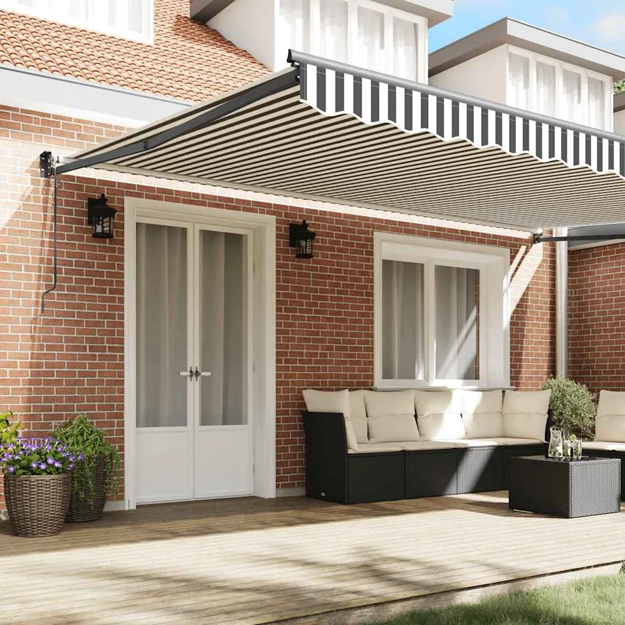 Auvent rétractable anthracite et blanc 5x3 m tissu et aluminium - 3