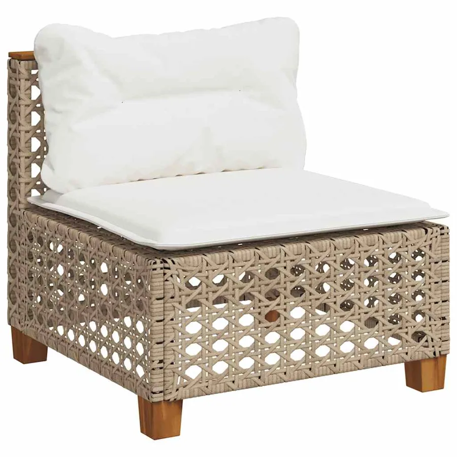 Salon de jardin avec coussins 5 pcs beige résine tressée - 4