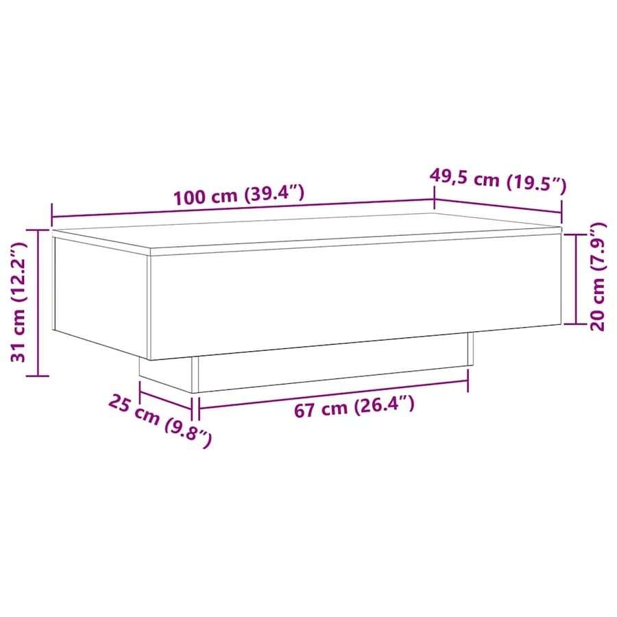 Table basse Chêne noir 100 x 49,5 x 31 cm Bois d'ingénierie - 8