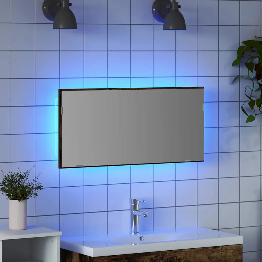 Miroir Montage mural Marron 80 x 37 cm Verre et Bois Ingénierie - 4