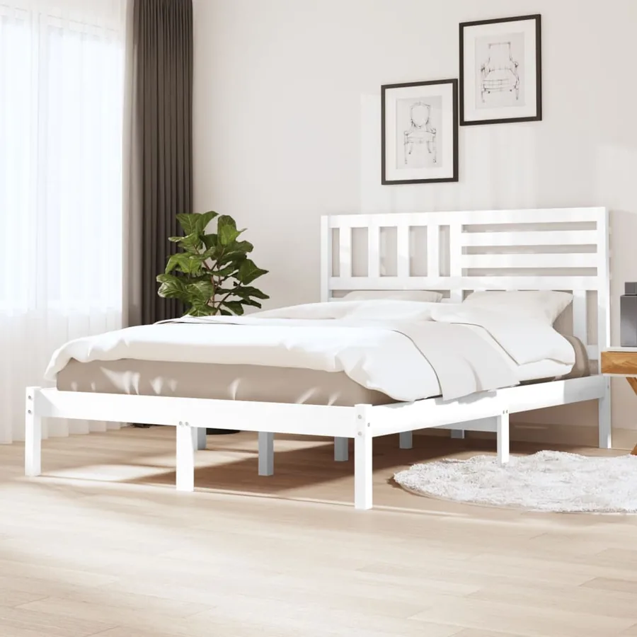 Cadre de lit sans matelas blanc bois de pin massif 120x200 cm
