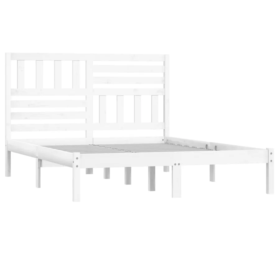 Cadre de lit sans matelas blanc bois de pin massif 120x200 cm - 3