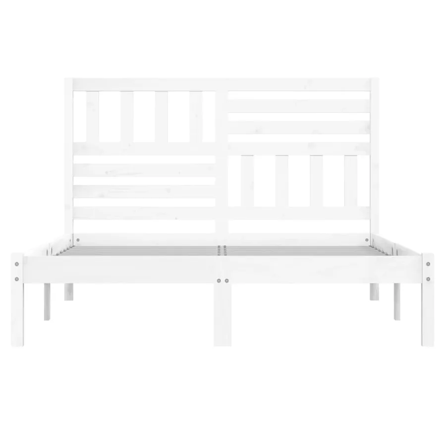 Cadre de lit sans matelas blanc bois de pin massif 120x200 cm - 4