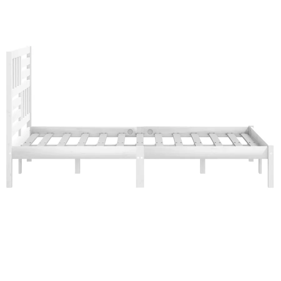 Cadre de lit sans matelas blanc bois de pin massif 120x200 cm - 5