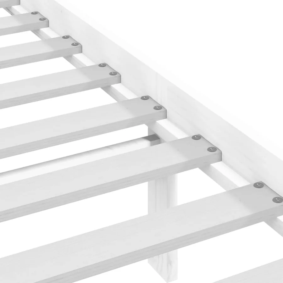 Cadre de lit sans matelas blanc bois de pin massif 120x200 cm - 6