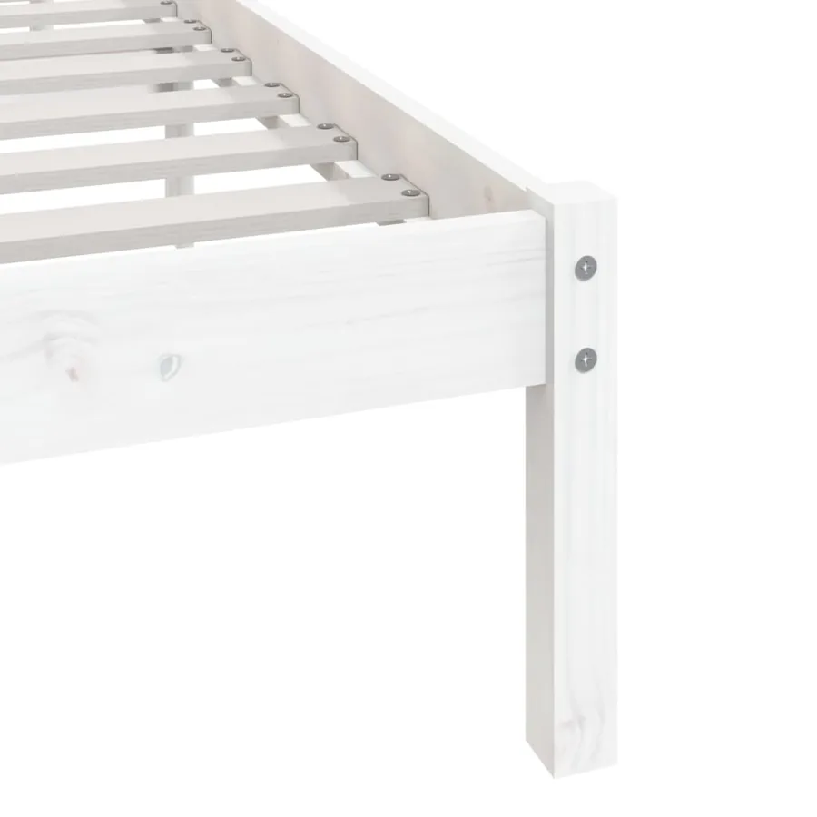 Cadre de lit sans matelas blanc bois de pin massif 120x200 cm - 7