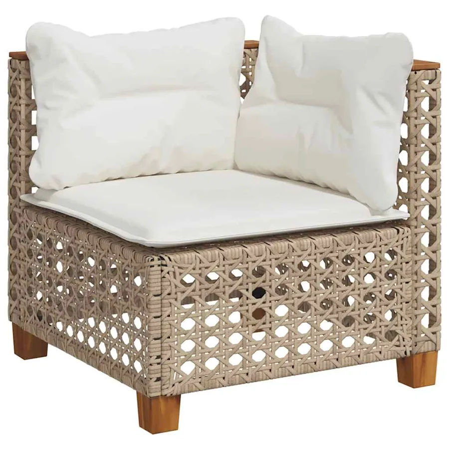 Salon de jardin avec coussins 10 pcs beige résine tressée - 3