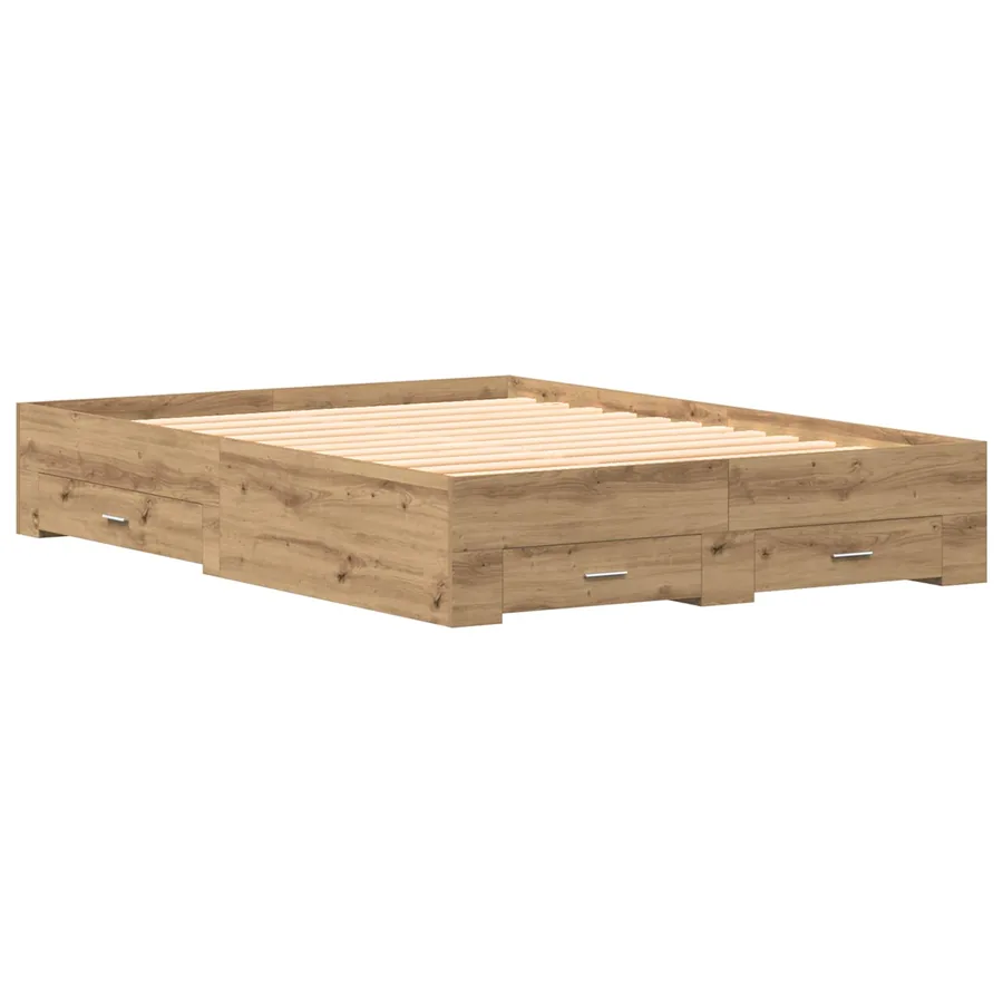 Cadre de lit Chêne artisanal 140 x 190 cm Bois d'ingénierie - 4