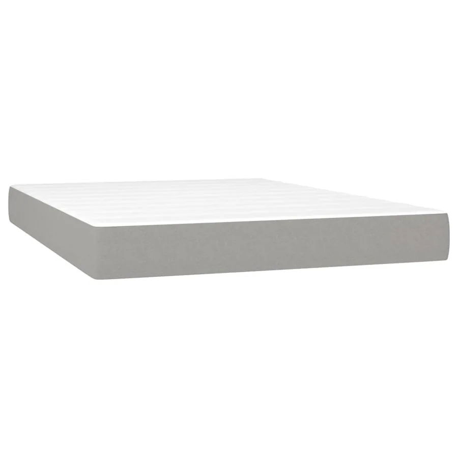 Sommier à lattes de lit avec matelas Gris clair 140x190cm Tissu - 5
