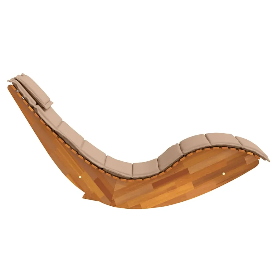 Chaise longue à bascule avec coussin en bois d'acacia massif - 6
