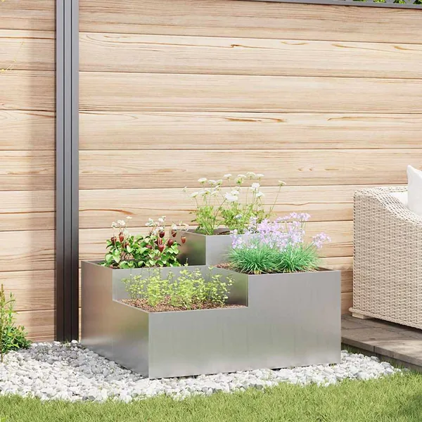 Cache-pot de jardin Argent 100 x 100 x 48 cm Acier galvanisé