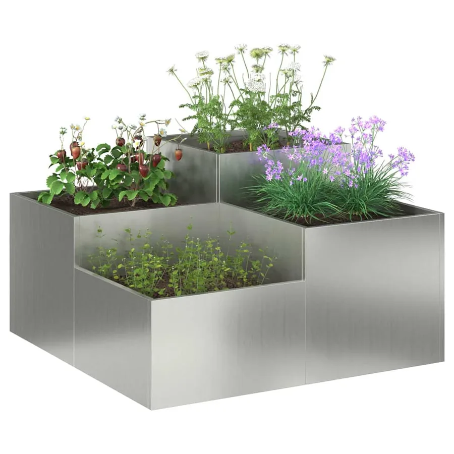 Cache-pot de jardin Argent 100 x 100 x 48 cm Acier galvanisé - 3
