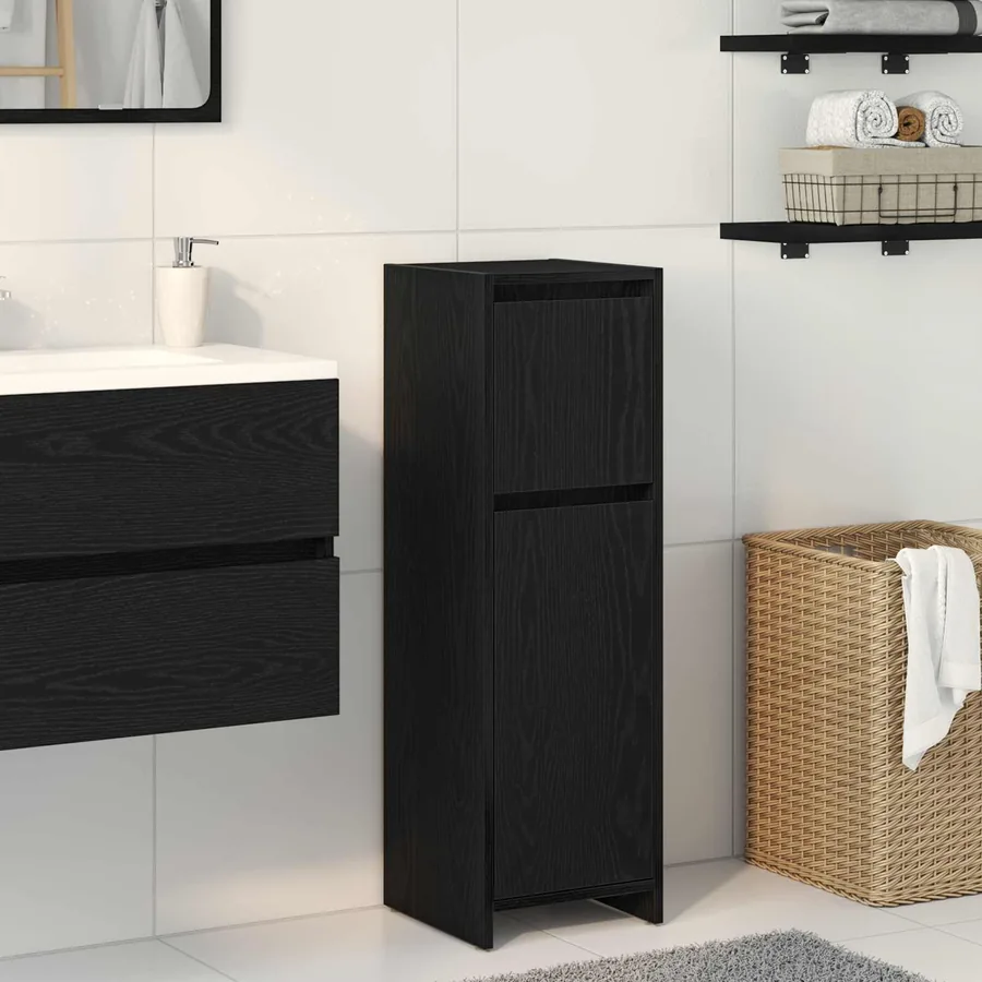Cabinet de salle de bain avec tiroir Chêne noir 30 x 30 x 95 cm