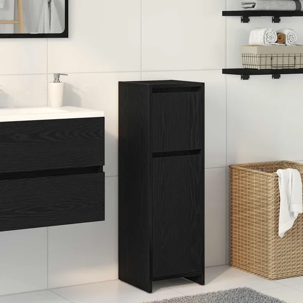 Cabinet de salle de bain avec tiroir Chêne noir 30 x 30 x 95 cm