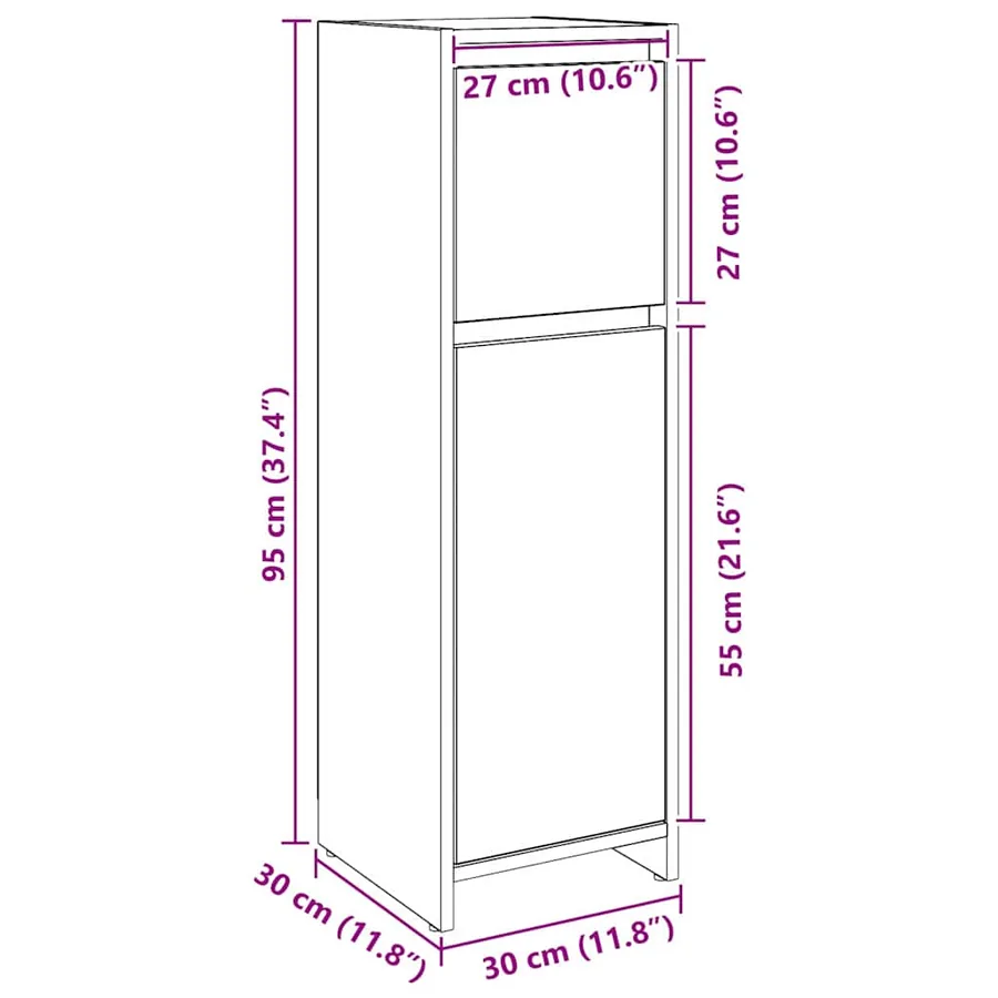 Cabinet de salle de bain avec tiroir Chêne noir 30 x 30 x 95 cm - 12