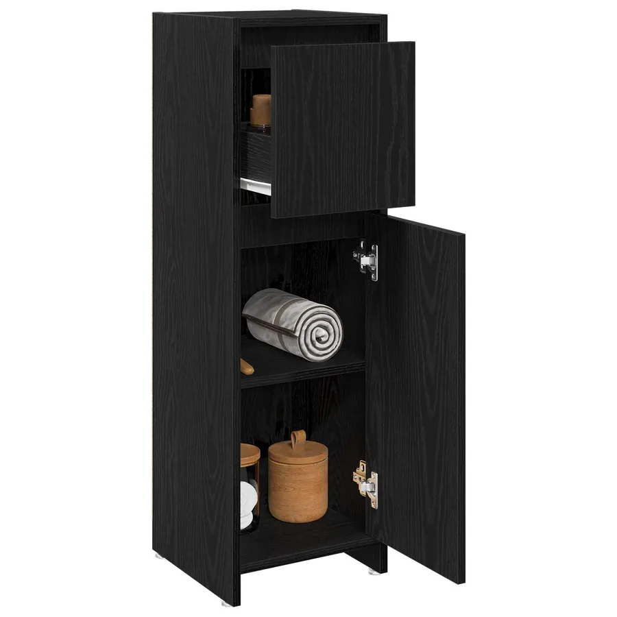 Cabinet de salle de bain avec tiroir Chêne noir 30 x 30 x 95 cm - 3