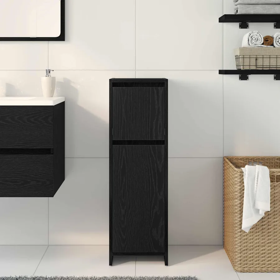 Cabinet de salle de bain avec tiroir Chêne noir 30 x 30 x 95 cm - 4