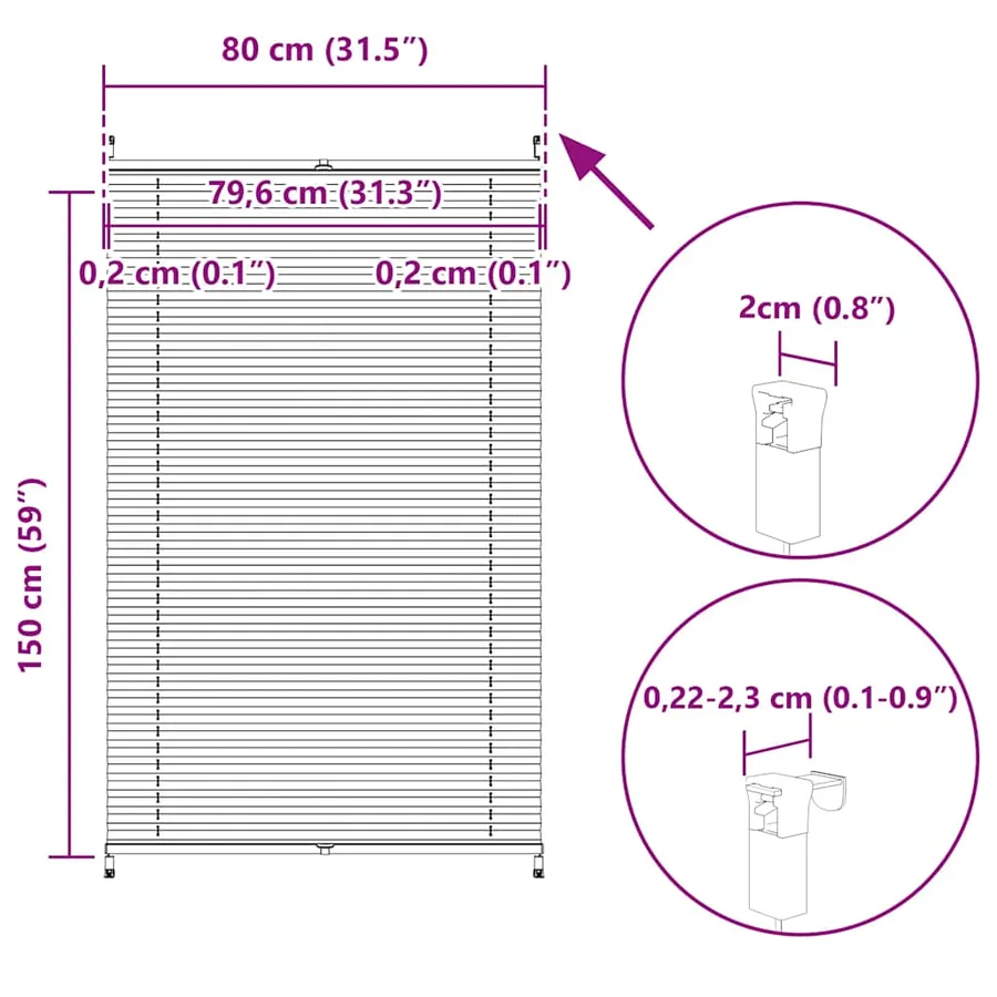 Store plissé 80x150 cm Blanc - 10