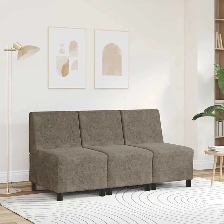 Canapé modulaire sans accoudoirs Gris foncé 55 cm Similicuir suède - 3