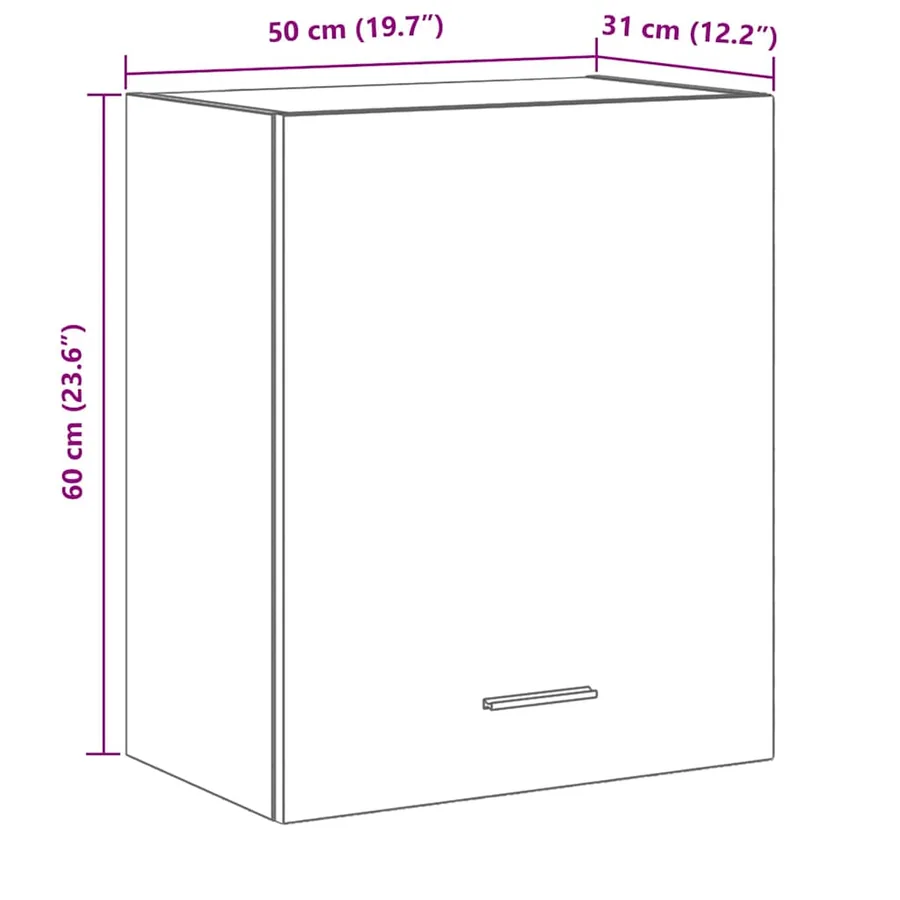 Armoire suspendue Chêne noir 50 x 31 x 60 cm Bois d'ingénierie - 13