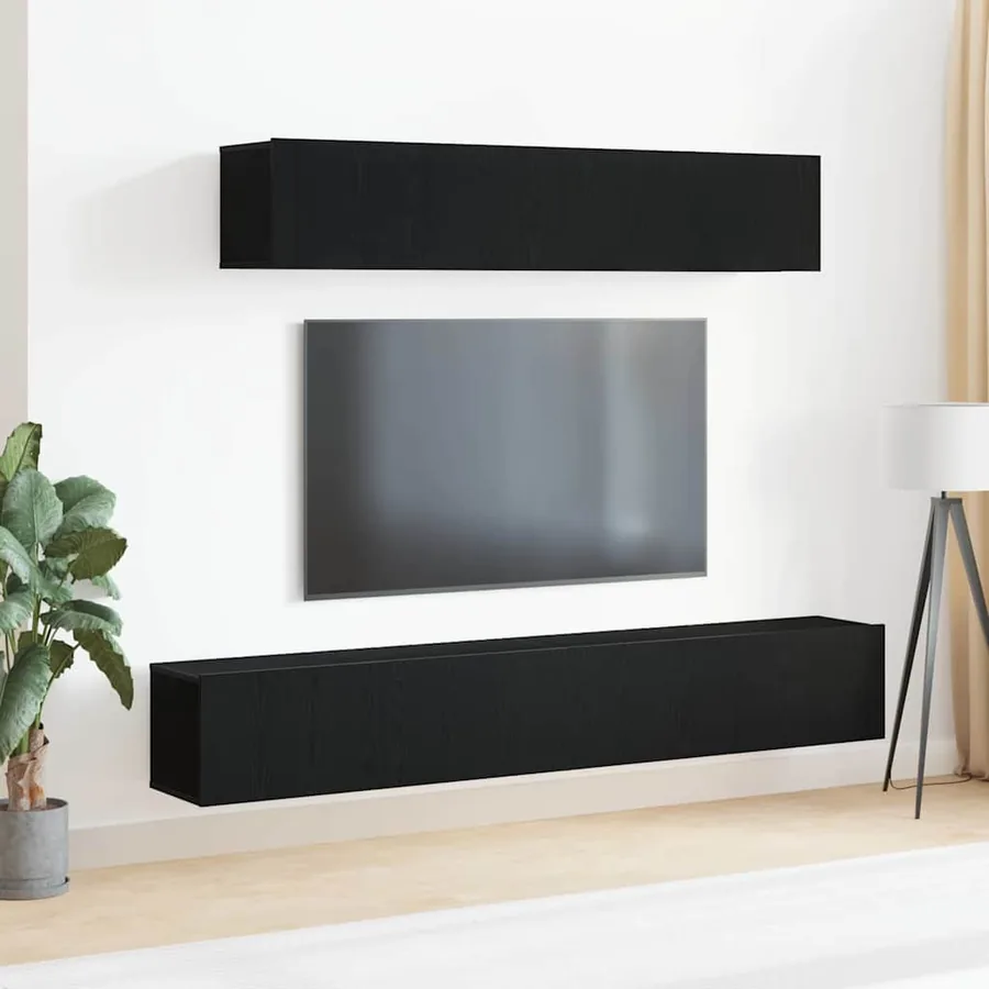 Ensemble meuble TV 4 pcs Chêne noir Bois d'ingénierie