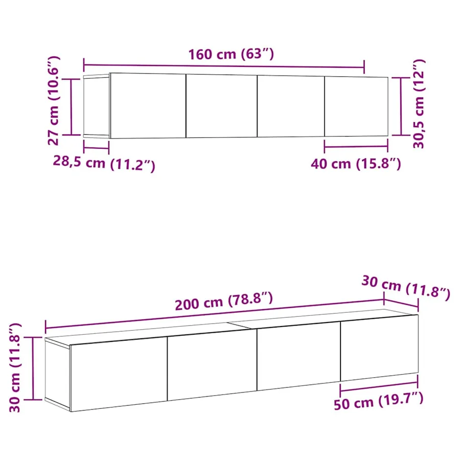 Ensemble meuble TV 4 pcs Chêne noir Bois d'ingénierie - 11