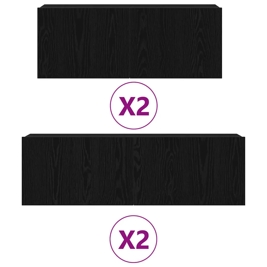 Ensemble meuble TV 4 pcs Chêne noir Bois d'ingénierie - 4