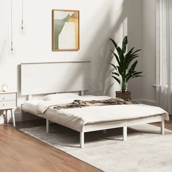 Cadre de lit sans matelas blanc 120x190 cm bois massif