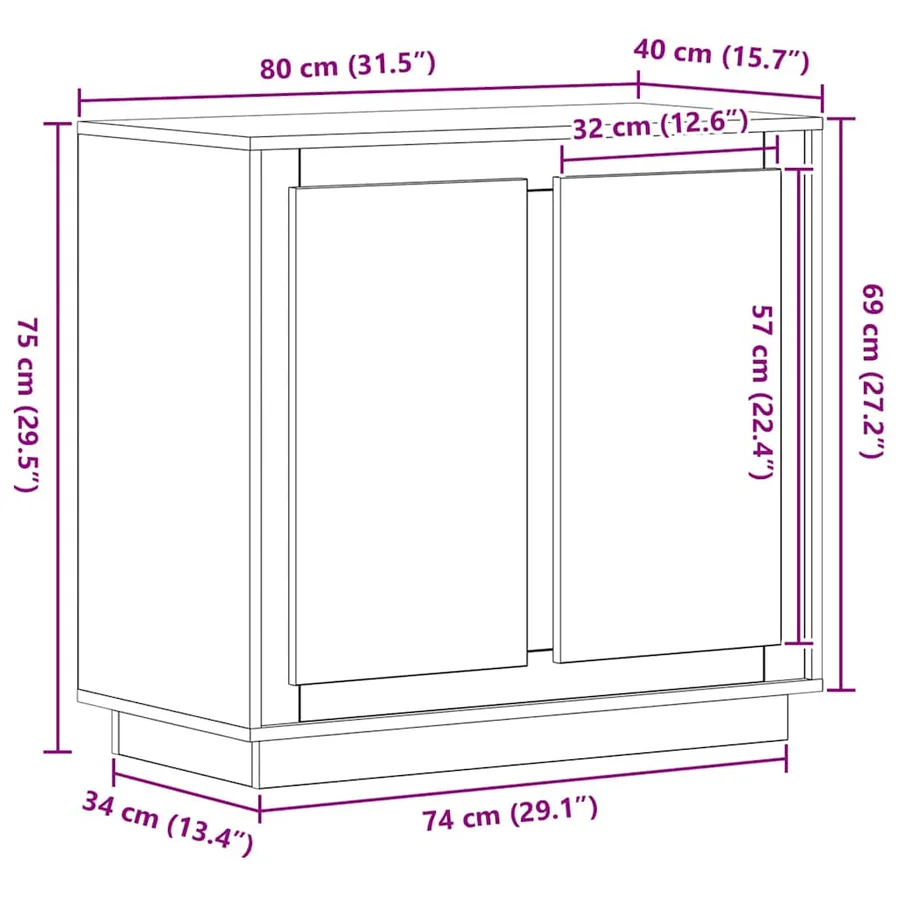 Buffet Chêne noir 80 x 40 x 75 cm Bois d'ingénierie - 11