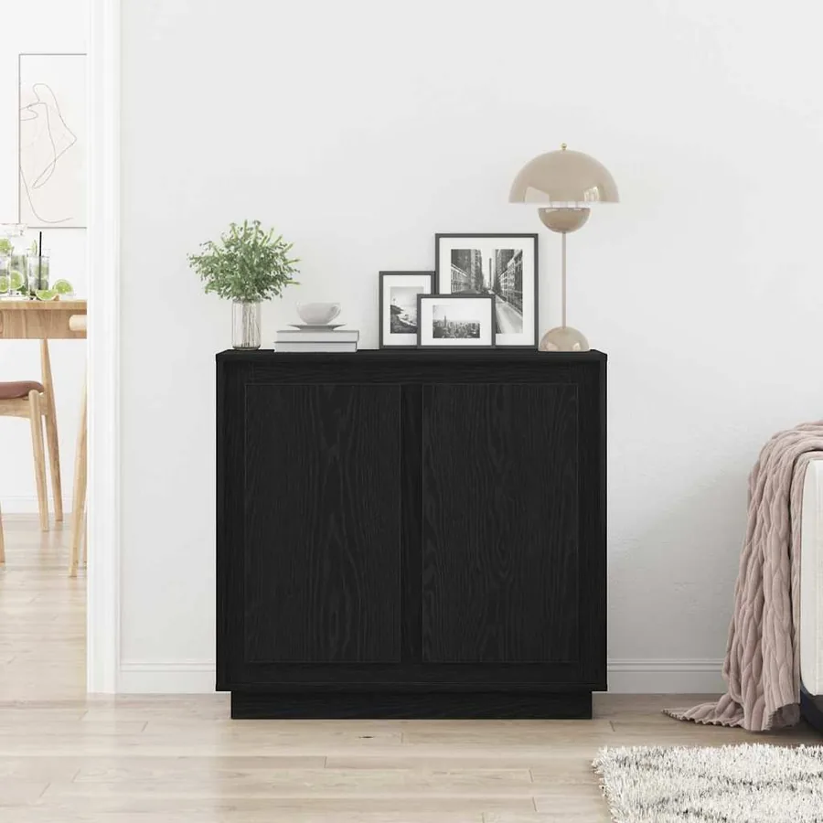 Buffet Chêne noir 80 x 40 x 75 cm Bois d'ingénierie - 4