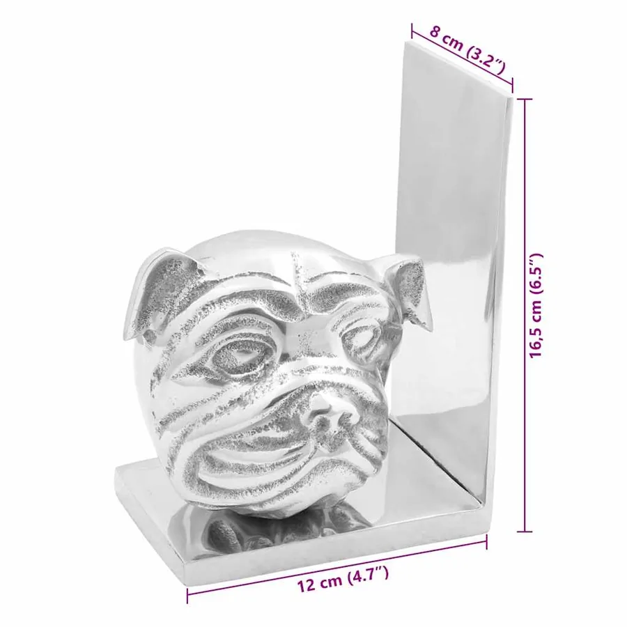 Serre-livres 2 pcs Argenté 8 x 12 x 16,5 cm Aluminium - 9