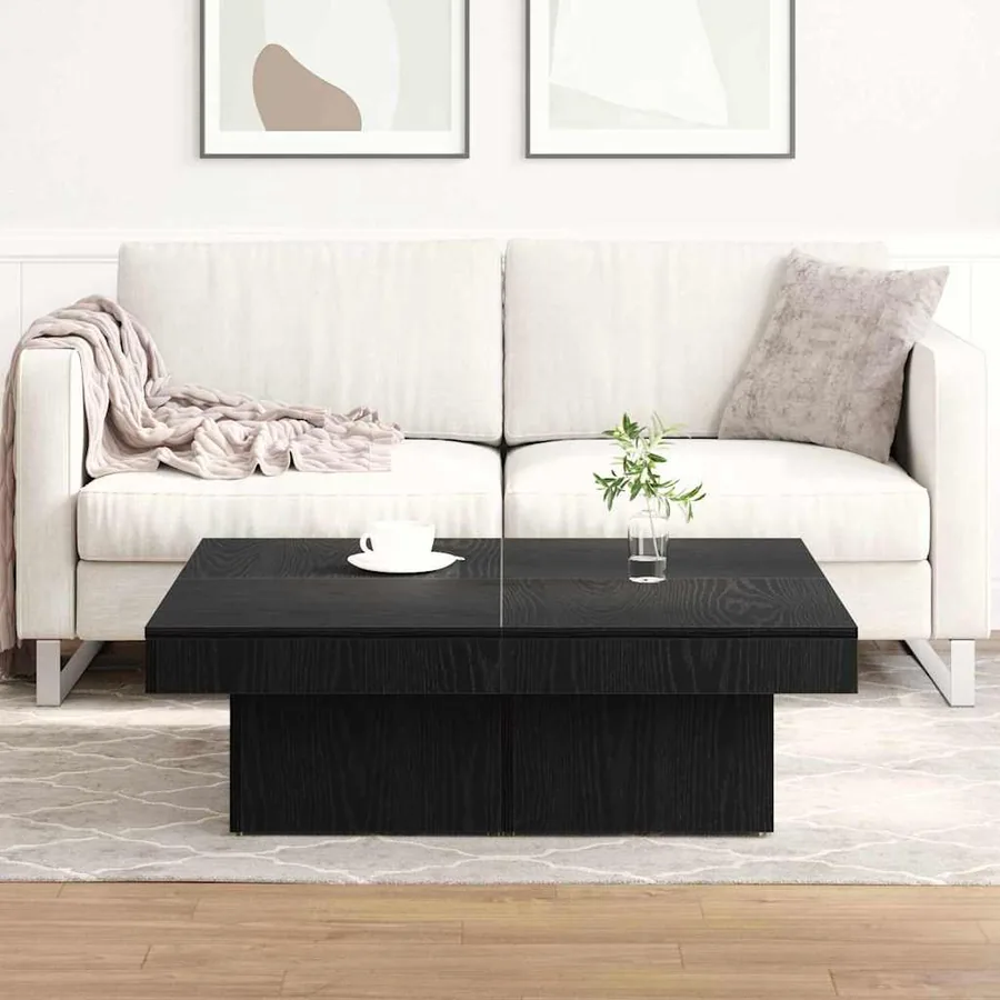 Table basse Chêne noir 90 x 90 x 28 cm Bois d'ingénierie - 4
