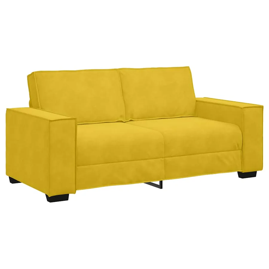 Canapé 2 places jaune velours 180 x 78 x 84 cm - 2