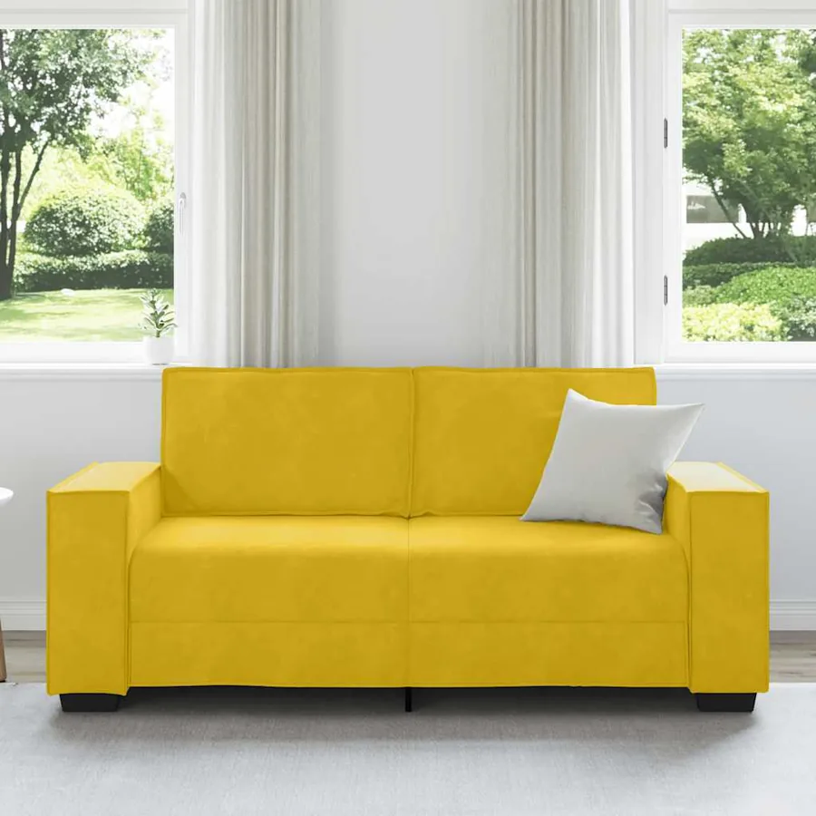 Canapé 2 places jaune velours 180 x 78 x 84 cm - 3