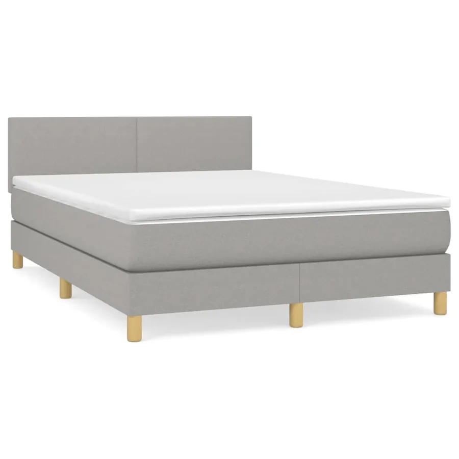 Sommier à lattes de lit avec matelas Gris clair 140x190cm Tissu - 2