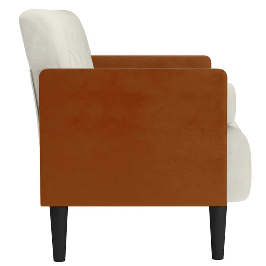 Canapé deux places avec coussins cylindriques couleur crème 110 cm velours - 4